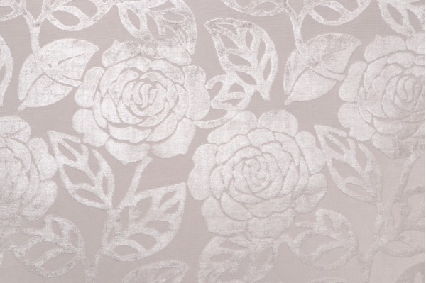Floral & Vine Velvet Upholstery Fabric in Silver