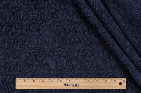 Code Woven Chenille Upholstery Fabric in Blue
