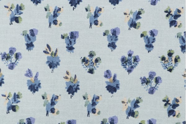 Waverly Cache Printed Cotton Drapery Fabric in Chambray