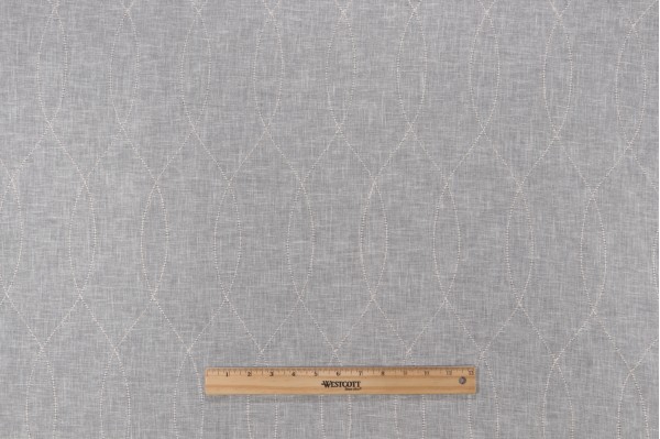 Bigelow Sheer Embroidered Drapery Fabric in Cream