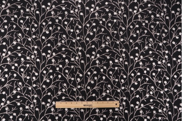 Valiant Fabrics Ellie Embroidered Drapery Fabric in Midnight