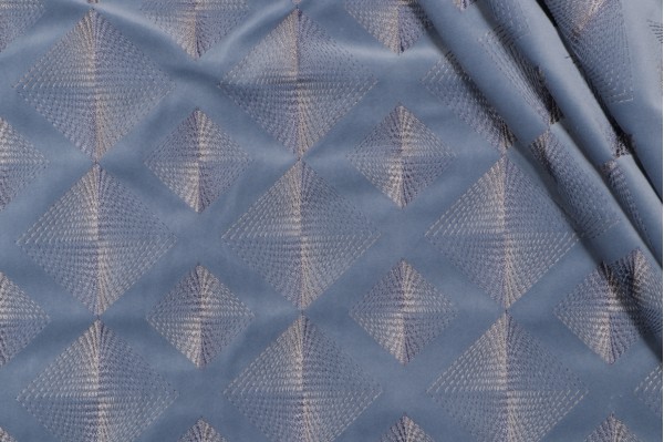 Valiant Fabrics Regent Embroidered Velveteen Decorator Fabric in Dresden