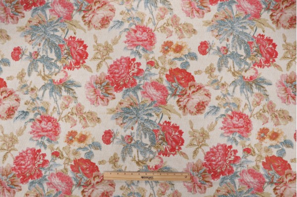 Waverly Daphne Printed Cotton Blend Drapery Fabric in Tearose