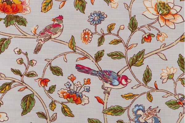 Waverly Summer Isles Printed Cotton Drapery Fabric in Tigerlily