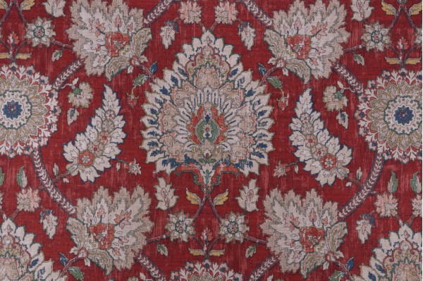 Waverly Castleford Printed Cotton Drapery Fabric in Garnet
