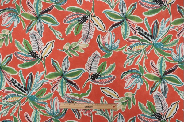 Waverly Sunny Daze Printed Polyester Outdoor Fabric in Peachtini