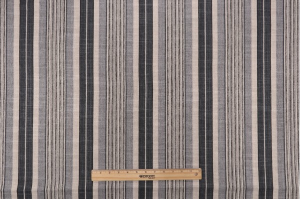 Waverly Long Hill Stripe Printed Cotton Blend Drapery Fabric in Charcoal
