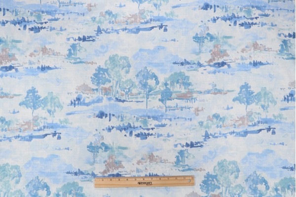 Waverly Imagery Printed Cotton Drapery Fabric in Sky