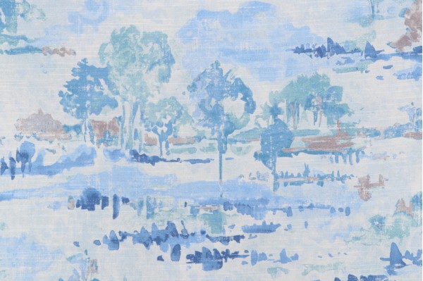 Waverly Imagery Printed Cotton Drapery Fabric in Sky