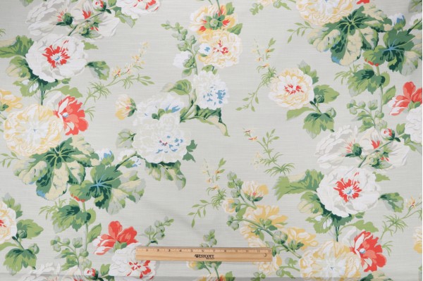 Waverly Alcea Printed Cotton Drapery Fabric in Poppy