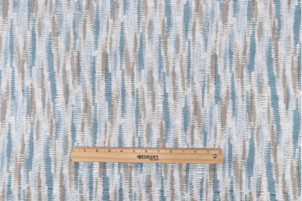 Kazuko Printed & Embroidered Drapery Fabric in Seaglass