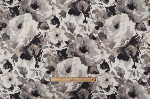 Richloom Elora Printed Cotton Drapery Fabric in Newsprint