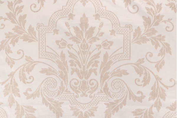 Scalamandre Falstaff Printed Velvet Decorator Fabric in Ecru