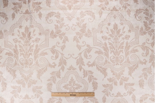 Scalamandre Falstaff Printed Velvet Decorator Fabric in Ecru