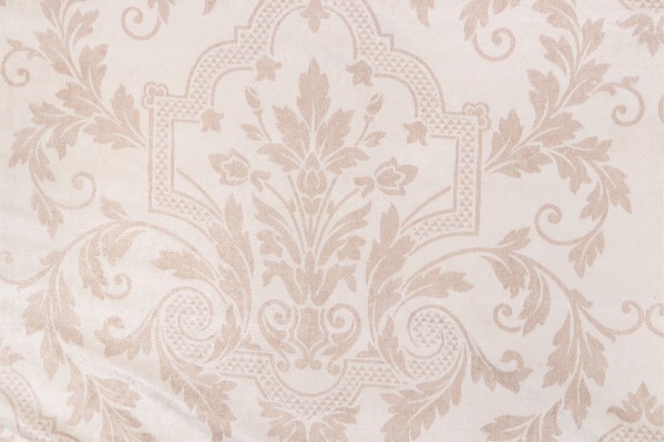Scalamandre Falstaff Printed Velvet Decorator Fabric in Ecru
