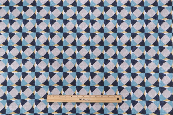 Robert Allen Dwell Studios Echo Geo Printed Cotton Drapery Fabric in Peacock