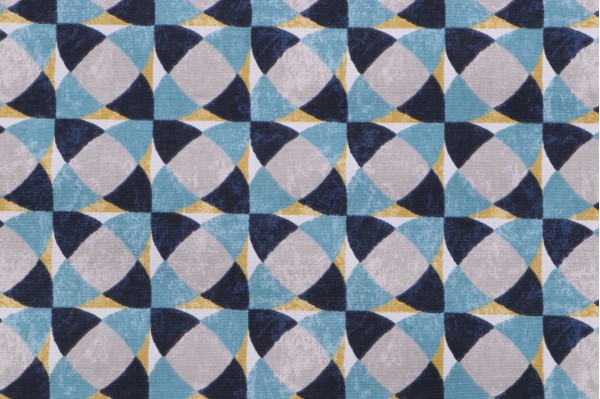 Robert Allen Dwell Studios Echo Geo Printed Cotton Drapery Fabric in Peacock