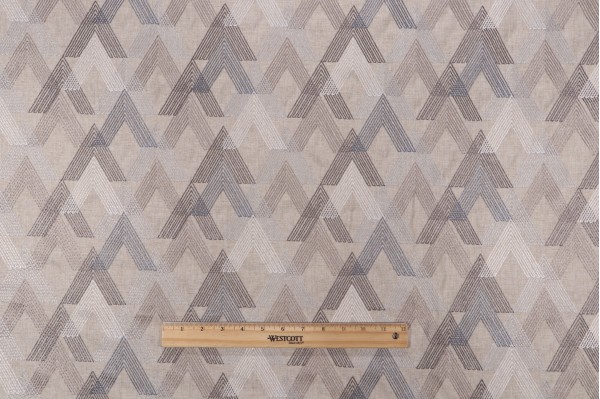 Arrowhead Embroidered Drapery Fabric in Tundra