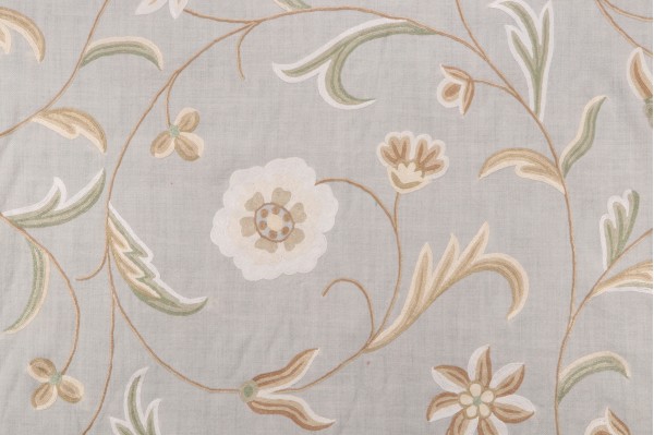 Scalamandre Varuni Crewel Embroidered Drapery Fabric in Bronze