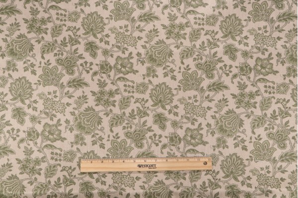 Scalamandre Pais Printed Decorator Fabric in Verde Green