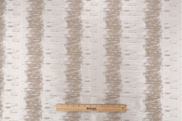 Brilliant Stripe Damask Decorator Fabric in Oyster