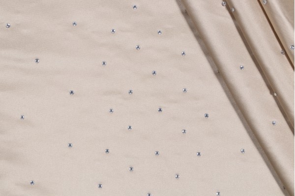 Sunstone Rhinestone Embellished Drapery Fabric in Sand