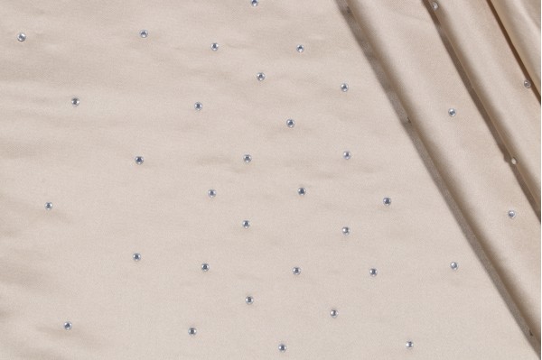 Sunstone Rhinestone Embellished Drapery Fabric in Sand