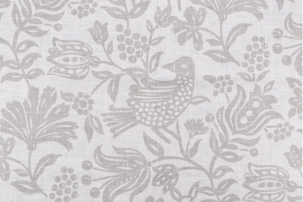 Jaclyn Smith Home Koss Printed Linen Drapery Fabric in Platinum for Fabricut
