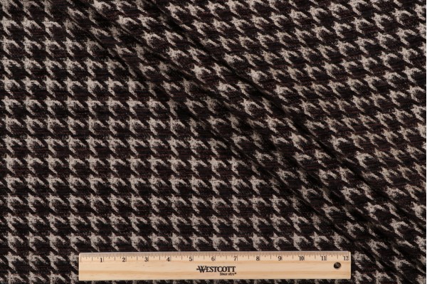 Merrimac Houndstooth Woven Chenille Upholstery Fabric in Coffee