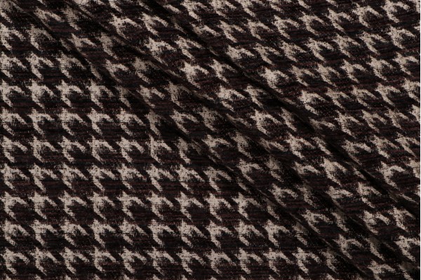 Merrimac Houndstooth Woven Chenille Upholstery Fabric in Coffee