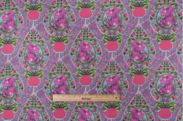 Tula Pink ROAR! Collection Tree Rex Printed Cotton Craft Fabric in Mist for Free Spirit
