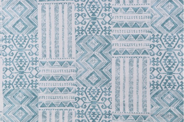 Mill Creek Indrani Printed Cotton Drapery Fabric in Island Blue