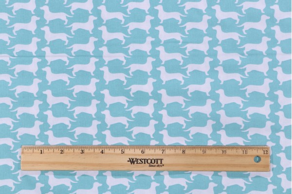 Emma & Mila Dog Silhouette Printed Cotton Craft Fabric in Turquoise 