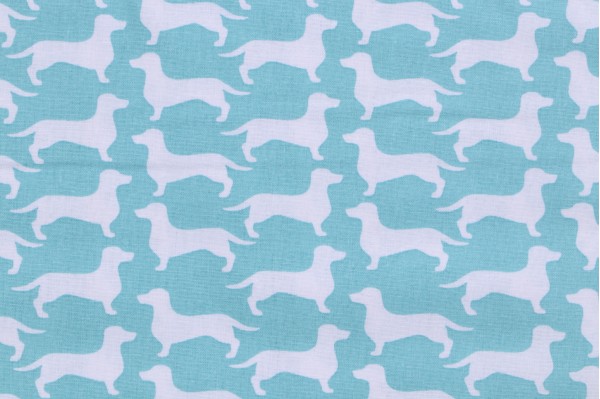 Emma & Mila Dog Silhouette Printed Cotton Craft Fabric in Turquoise 