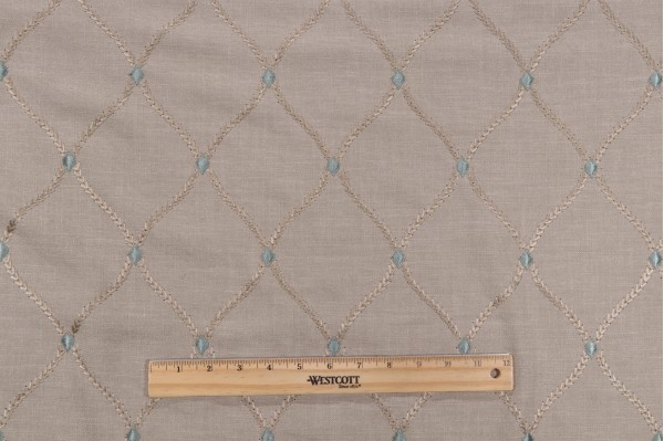 Ricamo Embroidered Drapery Fabric in Dew
