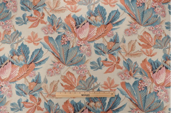 Click for 9.63 Yards Fonthill Marronniers Printed Cotton Drapery Fabric in Salmon/Blue Fonthill Marronniers Printed Cotton Drapery Fabric in Salmon/Blue
