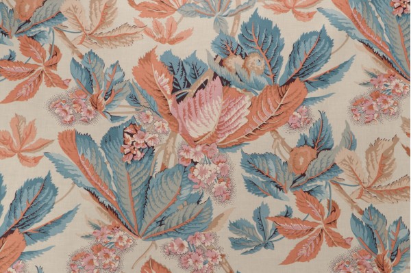 Click for 9.63 Yards Fonthill Marronniers Printed Cotton Drapery Fabric in Salmon/Blue Fonthill Marronniers Printed Cotton Drapery Fabric in Salmon/Blue