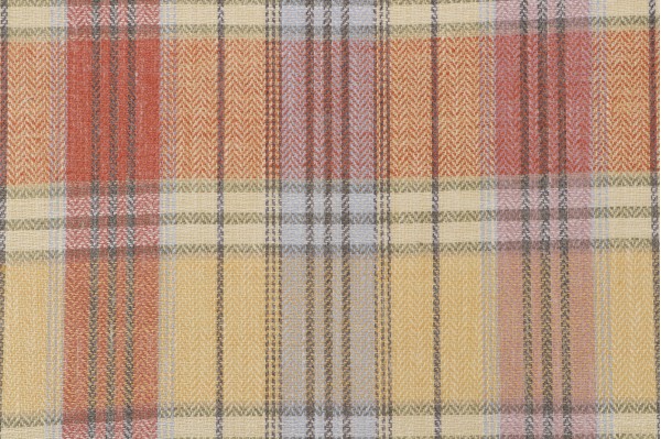Click for 8.88 Yards Grey Watkins Presidio Plaid Woven Decorator Fabric in Coral Grey Watkins Presidio Plaid Woven Decorator Fabric in Coral