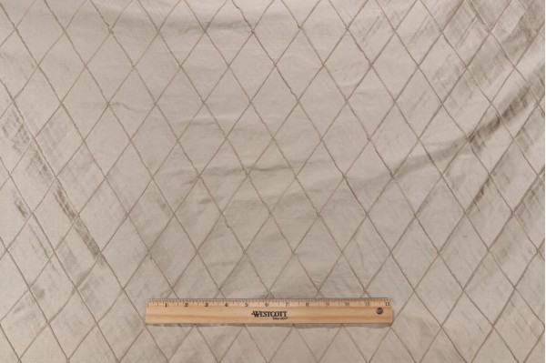 Diamond Stitch Pintuck Silk Drapery Fabric in Latte