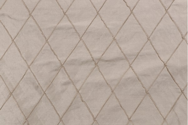Diamond Stitch Pintuck Silk Drapery Fabric in Latte