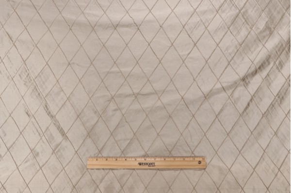 Diamond Stitch Pintuck Silk Drapery Fabric in Latte