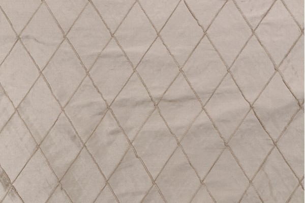 Diamond Stitch Pintuck Silk Drapery Fabric in Latte