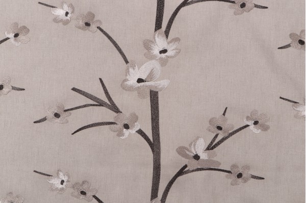 Juniata Embroidered Drapery Fabric in Silver