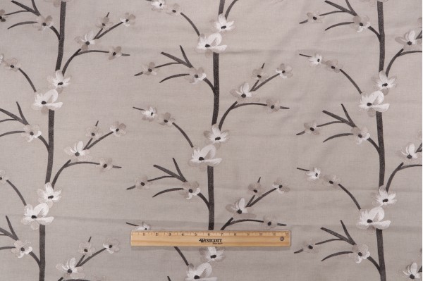 Juniata Embroidered Drapery Fabric in Silver