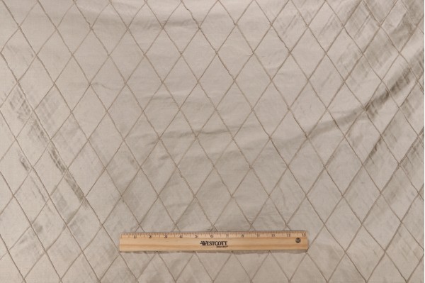 Diamond Stitch Pintuck Silk Drapery Fabric in Latte
