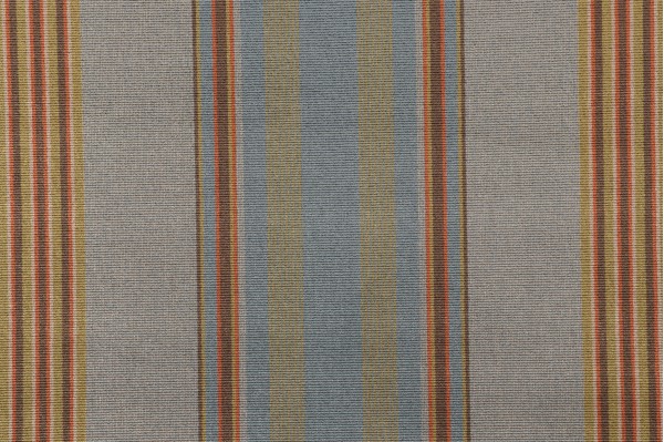 Grey Watkins Lucky Stripe Grospoint Upholstery Fabric in Mist/Blue