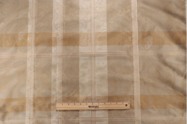 Click for 9.5 Yards Grey Watkins Iridescent Plaid Silk Moire Decorator Fabric in Champagne Grey Watkins Iridescent Plaid Silk Moire Decorator Fabric in Champagne