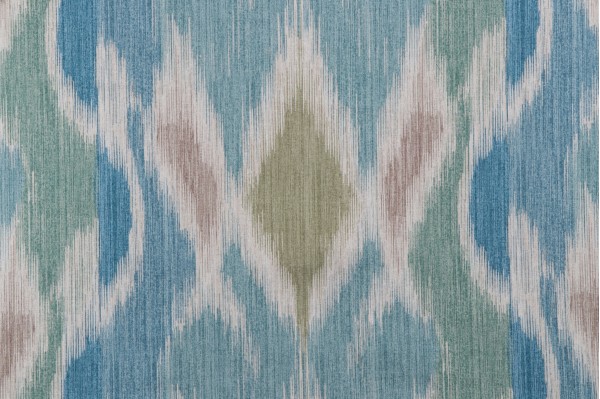 Sample of PK Lifestyles Bergama Ikat Printed Cotton Drapery Fabric in Aloe 