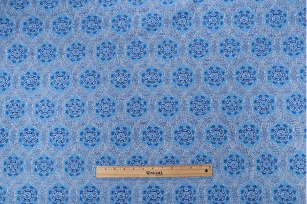 PK Lifestyles Trinket Printed Cotton Drapery Fabric in Aegean 