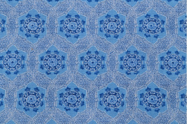 PK Lifestyles Trinket Printed Cotton Drapery Fabric in Aegean 